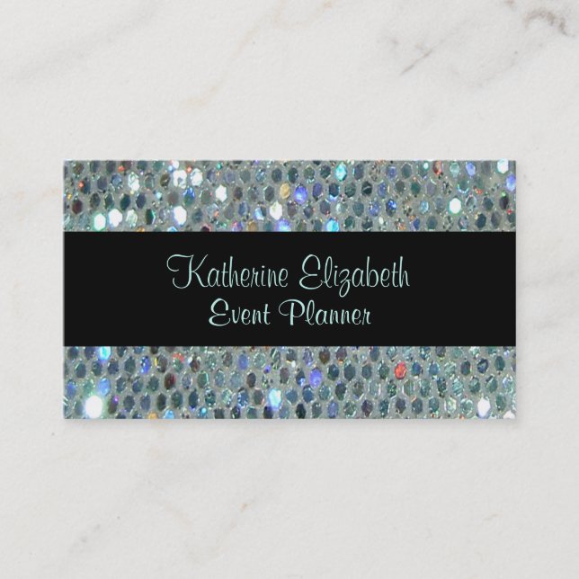 Carte De Visite Glitzy Glamour brillant brillant brillant Silver B (Devant)
