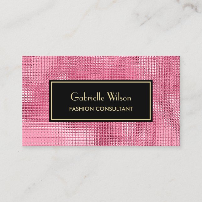 Carte De Visite Glitzy Pink FAUX Sequin Motif Fashion Consultant (Devant)