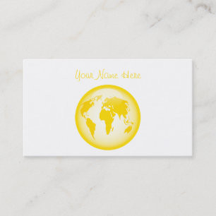 Carte De Visite Globe brillant jaune, votre nom ici