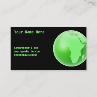 Carte De Visite Globe vert de l'Afrique, votre nom ici,