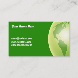 Carte De Visite Globe vert du monde, votre nom ici,