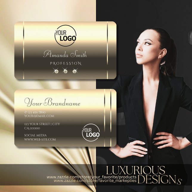 Carte De Visite Glossy Gold Optics Sparkling Diamonds ajouter le l (Créateur téléchargé)