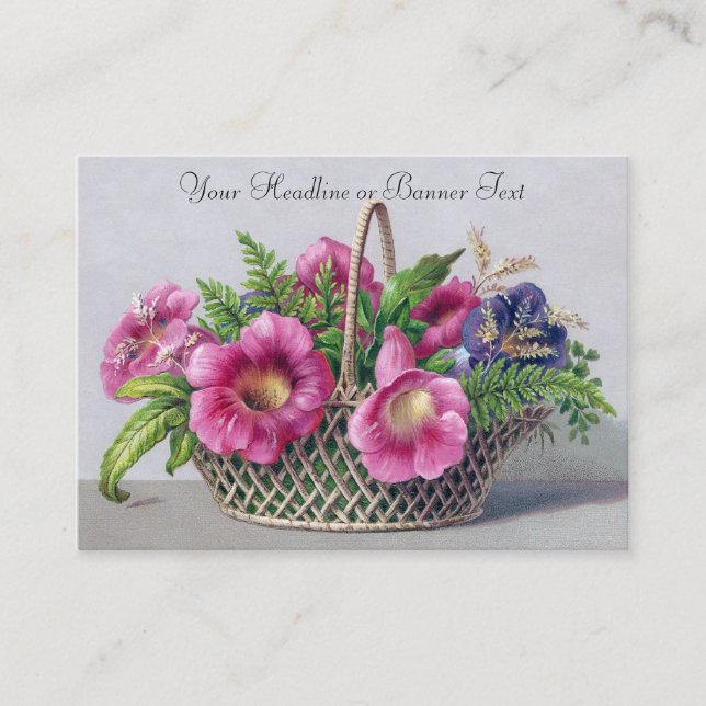 Carte De Visite Gloxinia et fougères dans le cru de panier (Devant)