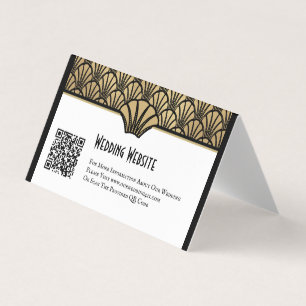 Carte De Visite Gold Black Art Déco QR Code Site Web Mariage