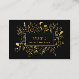 Carte De Visite Gold Black Botanic Beauté Salon Rendez-vous cheveu