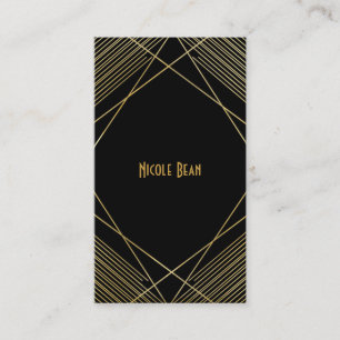 Carte De Visite Gold & Black Elegant Moderne Géométrique Déco