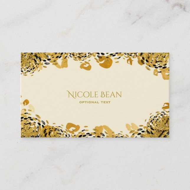 Carte De Visite Gold & Black Exotic Jungle Cheetah Glamor Crème (Devant)