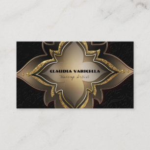 Carte De Visite Gold Black Glam Exotic Chic Flower élégant Classan