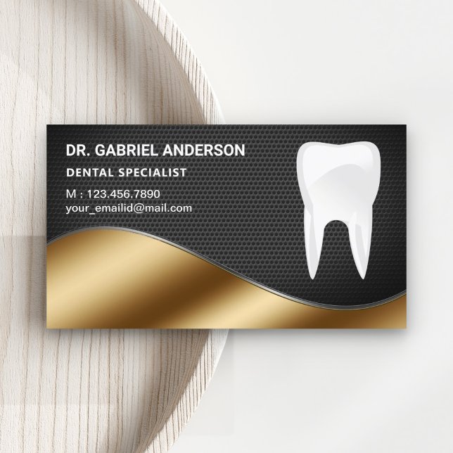 Carte De Visite Gold Black Mesh Dental Clinique dentaire Dentiste (Créateur téléchargé)
