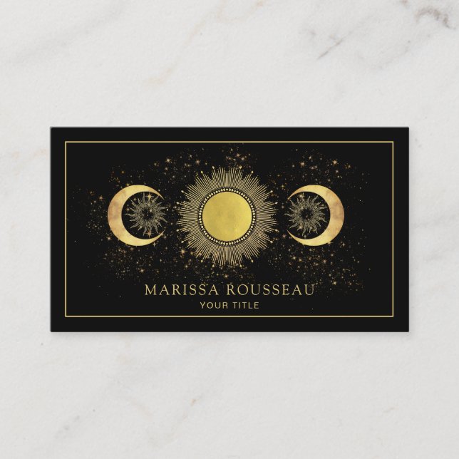 Carte De Visite Gold Black Sun Moon Celestial (Devant)