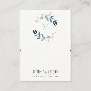 CARTE DE VISITE GOLD BLUE FOLIAGE MONOGRAM BRACELET AFFICHER LOGO