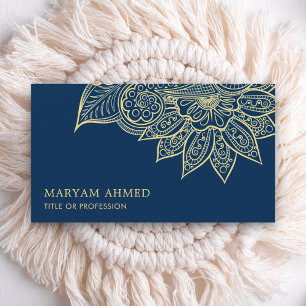 Carte De Visite Gold Blue Henna Mehndi islamique
