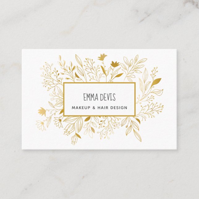 Carte De Visite Gold Botanic Beauty Salon Dresser les cheveux Rend (Devant)
