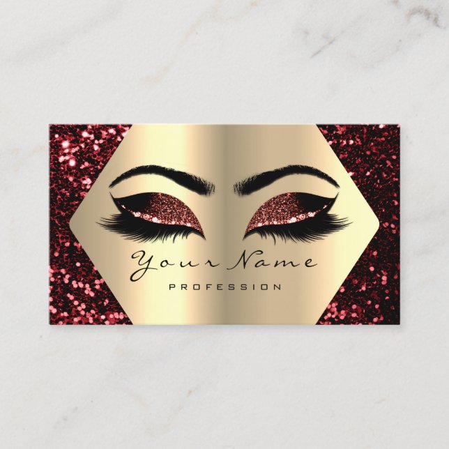 Carte De Visite Gold Burgund Parties scintillant maquillage Artist (Devant)