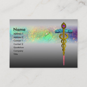 Carte De Visite GOLD CADUCEUS, DOCTEUR SERVICE MÉDICALE Métal Gris