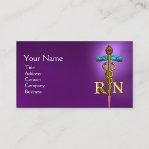 Carte De Visite GOLD CADUCEUS SYMBOLE INFIRMIÈRE ENREGISTRÉ Purple