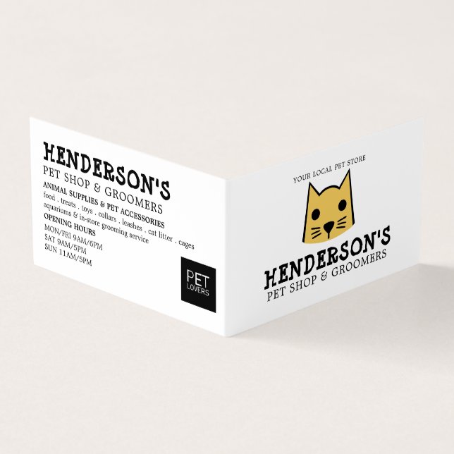 Carte De Visite Gold Cat, Pet Store & Groomers Détails (Extérieur)