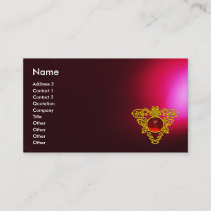 Carte De Visite GOLD CELTIC HEART JEWEL Red Ruby Gemstone, Bourgog