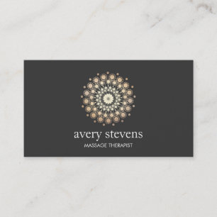 Carte De Visite Gold Circle Mandala Logo Massage Thérapie et Yoga