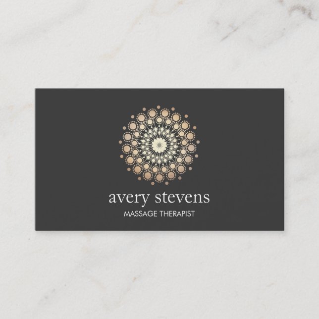 Carte De Visite Gold Circle Mandala Logo Massage Thérapie et Yoga (Devant)