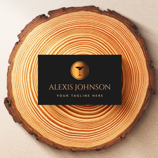 Carte De Visite Gold Cocktail Boire Logo Verre Événement Bartender (Créateur téléchargé)