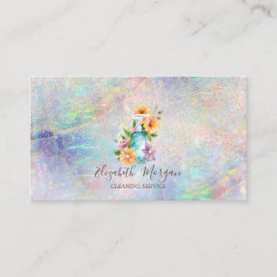 Carte De Visite Gold Confetti Floral Maid Spray Bottle Opal