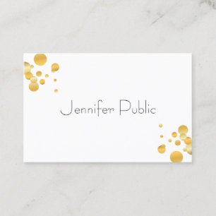 Carte De Visite Gold Confetti Moderne Élégant Modèle simple