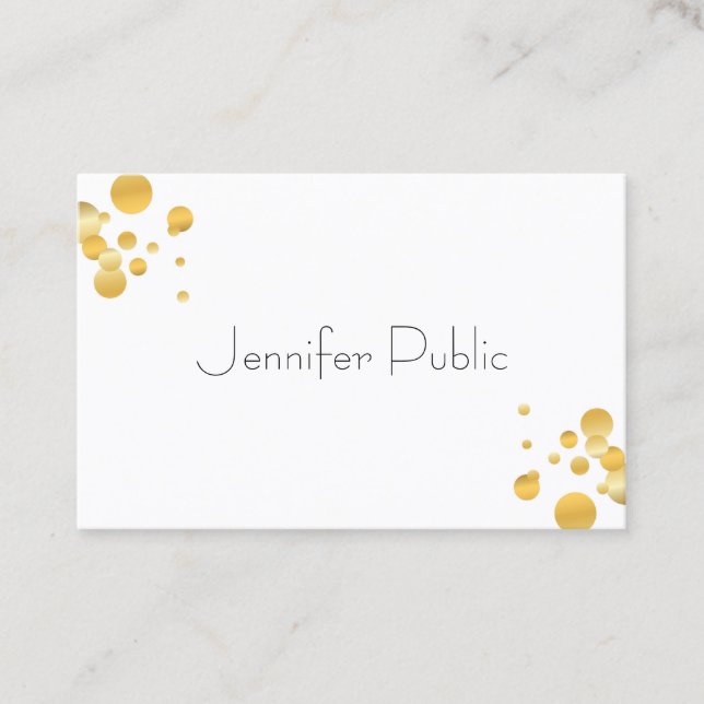 Carte De Visite Gold Confetti Moderne Élégant Modèle simple (Devant)