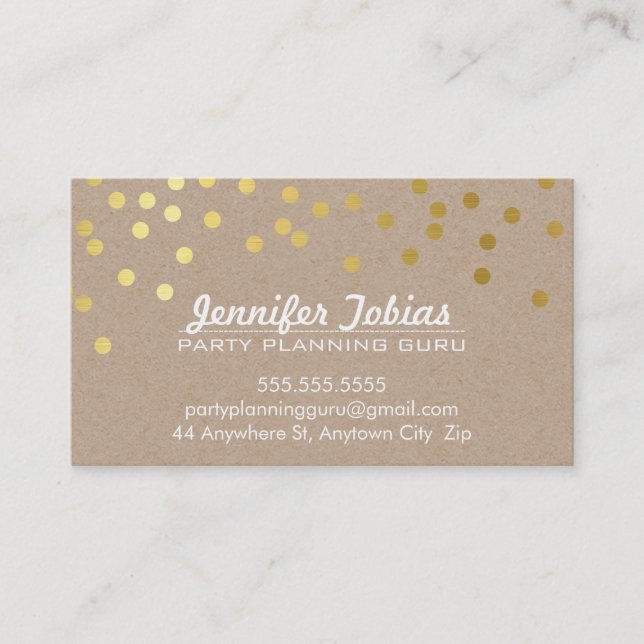 Carte De Visite GOLD CONFETTI SPOT motif moderne bold blanc kraft (Devant)