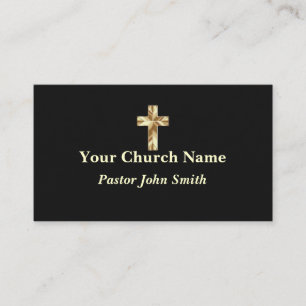 Carte De Visite Gold Elegance Church Pastor Christian Cross