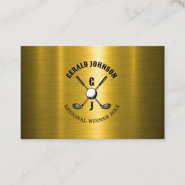 Carte De Visite Gold Elegant Custom Golf Monogramme Design (Devant)