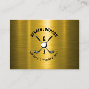 Carte De Visite Gold Elegant Custom Golf Monogramme Design