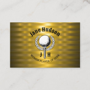 Carte De Visite Gold Elegant Dames Golf Monogramme Design