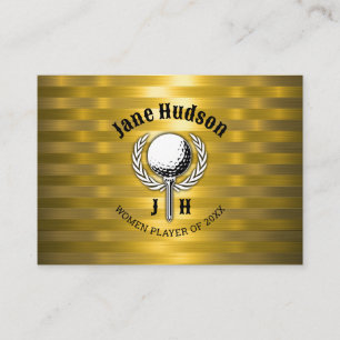 Carte De Visite Gold Elegant Dames Golf Monogramme Design