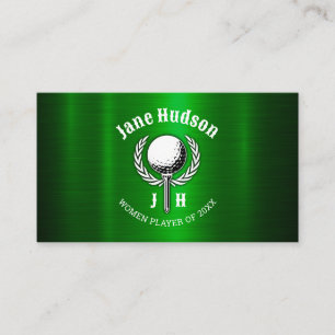 Carte De Visite Gold Elegant Dames Golf Monogramme Design