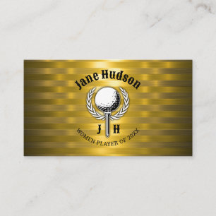 Carte De Visite Gold Elegant Dames Golf Monogramme Design