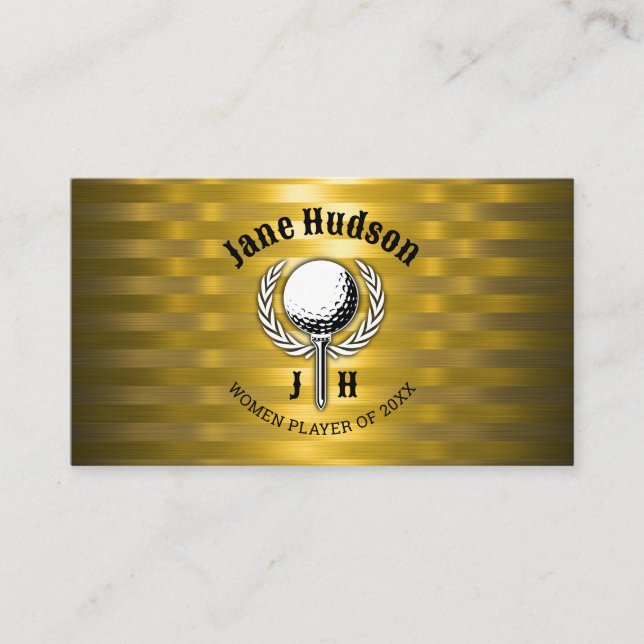 Carte De Visite Gold Elegant Dames Golf Monogramme Design (Devant)