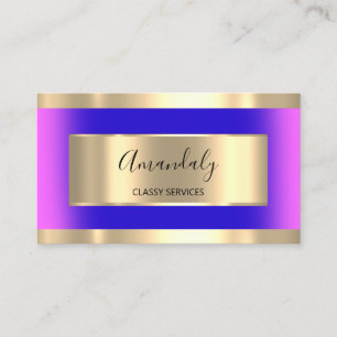 Carte De Visite Gold encadré professionnel Black Ocean bleu rose