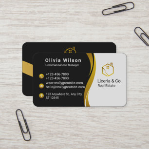 Carte De Visite Gold et Black Real Estate