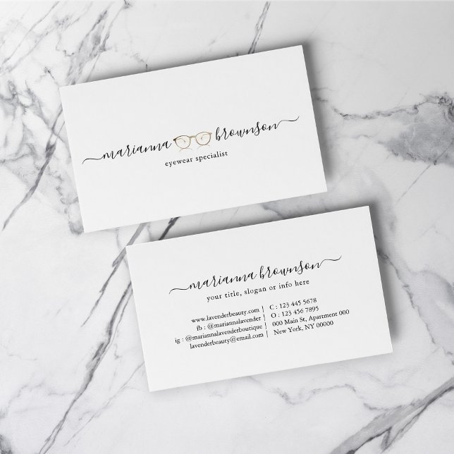 Carte De Visite Gold Eye wear Glaces (Gold Eye wear Glasses Business Card)