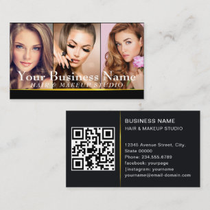 Carte De Visite Gold Fashion Maquillage Artiste Photo Showcase QR 