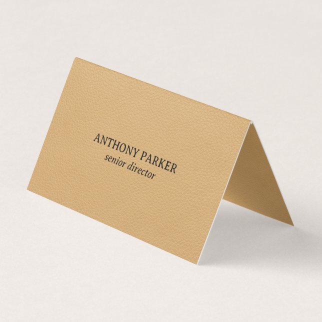 Carte De Visite Gold Faux Leather Texture Design (Devant)