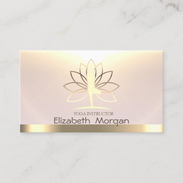Carte De Visite Gold Femmes Silhouette Lotus Yoga Instructeur (Devant)