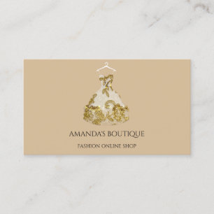 Carte De Visite Gold Floral Robe Logo Mode Événement Planificateur