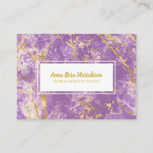 Carte De Visite *~* Gold Foil Chic Marbre pourpre Populaire Glam L