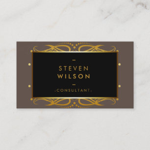 Carte De Visite Gold Foil Faux Web Damask Professional Élégant