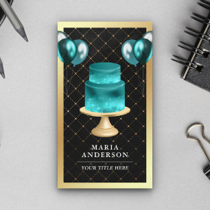 Carte De Visite Gold Foil Galaxy Turquoise Cake Balloons Planifica