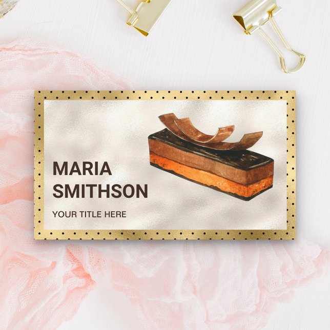 Carte De Visite Gold Foil Gourmande Chocolat pâtisserie boulangeri (Créateur téléchargé)