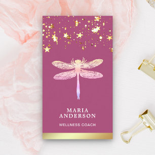 Carte De Visite Gold Foil Stars Confetti Dragonfly rose