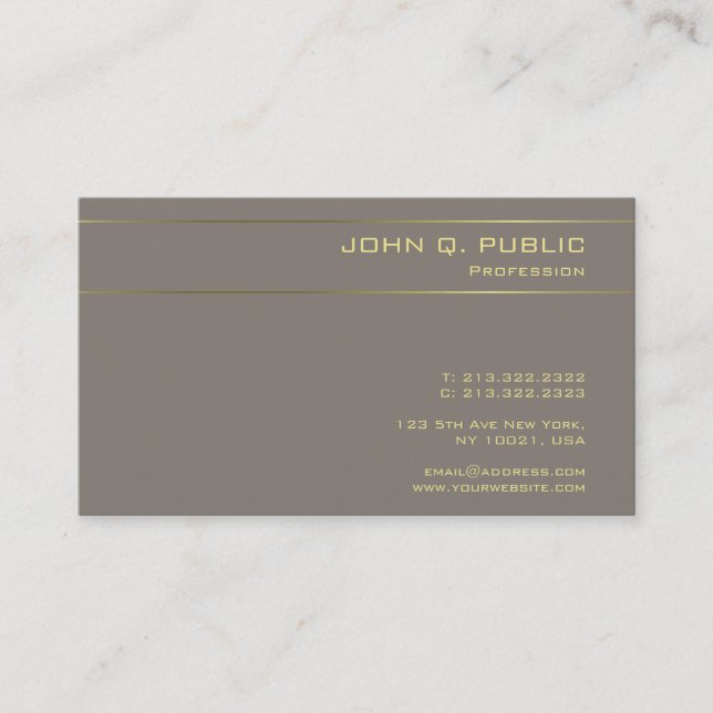 Carte De Visite Gold Font Elegant Modèle Moderne Professionnel (Devant)